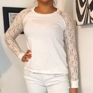 Stella & Dot Maette Medium long sleeve lace accent top